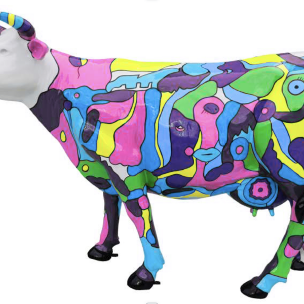 Abstrakte Lebensgroße Kuh, Designer Deko Hochglanz Lack - 210 cm