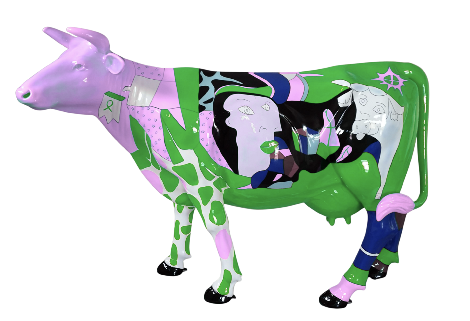 Picasso Lebensgroße Kuh - Designer Deko Hochglanz Lack - 210 cm