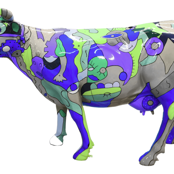 Abstrakte Lebensgroße Kuh - Pop Art a la Picasso -  Deko Hochglanz - 210 cm