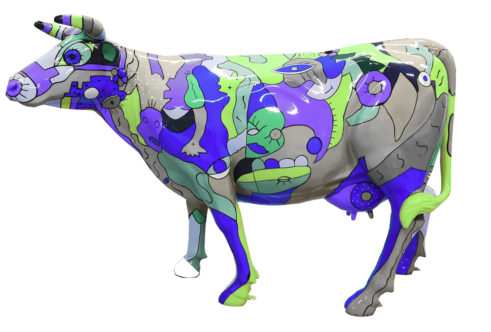 Abstrakte Lebensgroße Kuh - Pop Art a la Picasso - Deko Hochglanz - 210 cm