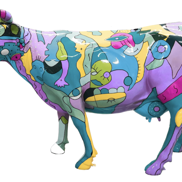 Abstrakte Lebensgroße Kuh - Pop Art a la Picasso -  Deko Hochglanz - 210 cm