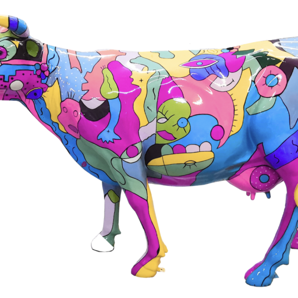 Abstrakte Lebensgroße Kuh - Pop Art a la Picasso -  Deko Hochglanz - 210 cm