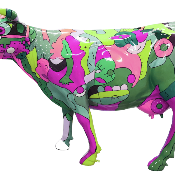 Abstrakte Lebensgroße Kuh - Pop Art a la Picasso -  Deko Hochglanz - 210 cm