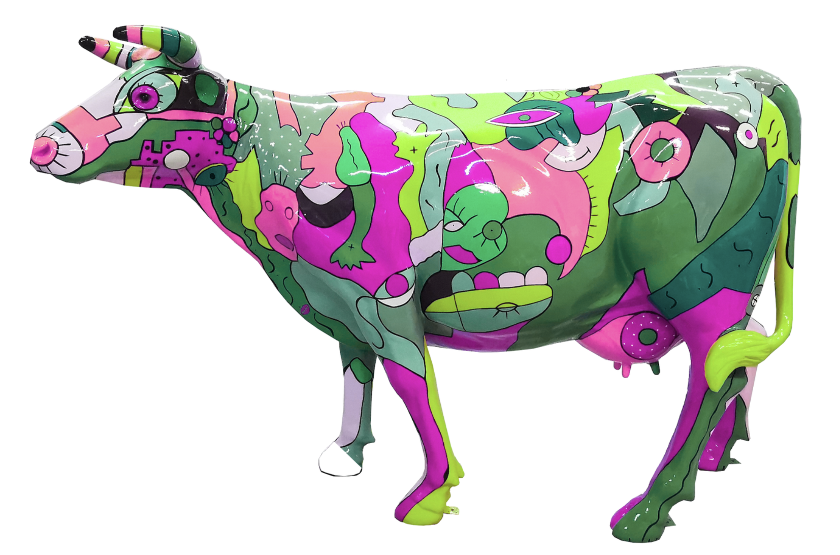 Abstrakte Lebensgroße Kuh - Pop Art a la Picasso - Deko Hochglanz - 210 cm