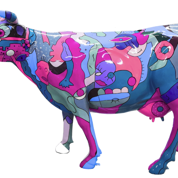 Abstrakte Lebensgroße Kuh - Pop Art a la Picasso -  Deko Hochglanz - 210 cm