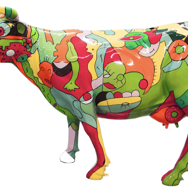 Abstrakte Lebensgroße Kuh - Pop Art a la Picasso -  Deko Hochglanz - 210 cm