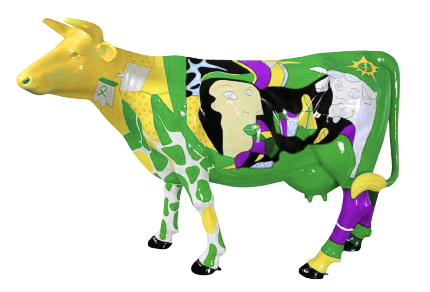 Abstrakte Lebensgroße Kuh - Pop Art a la Picasso - Deko Hochglanz - 210 cm