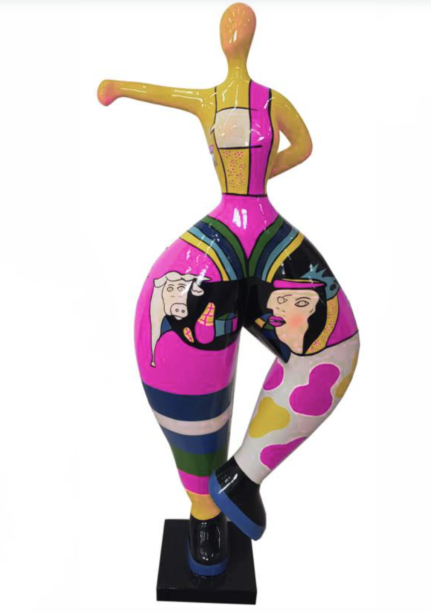 Art NANA Figur - 132 cm - Hochglanz Pop-Art - Kunstbemalung a la Picasso