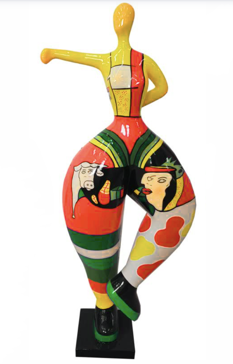Art NANA Figur - 132 cm - Hochglanz Pop-Art - Kunstbemalung a la Picasso