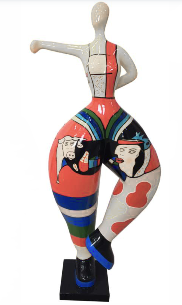 Art NANA Figur - 132 cm - Hochglanz Pop-Art - Kunstbemalung a la Picasso